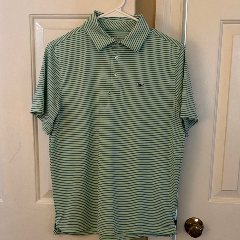 Vineyard Vines boys Green Striped Polo Shirt